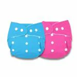 Deedry Oeko-Tex Certified Unisex Baby Cloth Diapers Washable & Reusable Diapers with Adjustable Snap Buttons| 3 Months- 3 Years (Pack of 2 (BLUE-PINK) , Without Inserts)