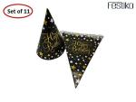 Festiko Happy Birthday Black White Star Disposable Paper Plates, Banner Combo For Birthday Decoration (Set Of 11)