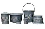 LOBSTER Heavy Duty Plastic Bathroom Set 06 Pieces , 20 LTR. Bucket, 20 LTR. Tub, 1 Soap Case, 1 Dustbin, 1Ltr Mug, 1 Big Stool(Grey)