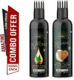 Desi Crew Sweet Almond and Sesame Oil Cold Pressed for Skin, Body and Hair Care 100 ml Each