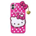 Fastship Silicone soft Hello Kitty with Pendant Case proper fit Back Cove for SAMSUNG Galaxy A04 - Pink
