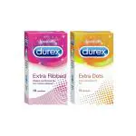 DUREX Pleasure Packs (Extra Dots 10s, Extra Ribbed 10s) Condom (Set of 2, 20 Sheets)