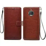 RUPELIK Motorola/ Moto G5 Plus Vintage Leather flip Case Cover| Inside TPU with Card Pockets Wallet Stand Magnetic Closure 360 Degree Complete Protection Vintage Flip Cover for Motorola/ Moto G5 Plus - Brown
