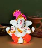 CraftVatika Pagdi Ganesha Idol for Car Dashboard, Ganesha Chaturthi Decoration Gift Item