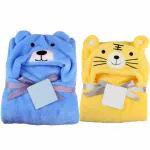 My NewBorn Baby Blue Bear and Yellow Tiger Wrapper with Fancy Cartoon Cap (0-3 M)
