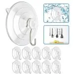 Hasthip Clear Suction Cup Hooks 1.77 Inches Pvc Cups With Metal Heavy Duty Removable (Pack Of 10)