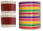 VIBRANCE Bridal Punjabi Chooda Red Chura Set With ZirconPlastic Bangles/Churi/Chooda Set for Women (Multicolor)(Pack Of 2) (2.4)