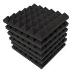 YGM Acoustic Foams Charcoal Black Pyramid Soundproofing Studio Acoustic Foam 1X1 ,Set Of 6