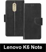 Sbms Lenovo K6 Note Black Artificial Leather Shock Proof Flip Cover