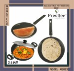 Prestlee Wonder 2.6 MM Flat Tawa 250 + Tawa 280 + Kadai 240 with SS Lid Combo / Nonstick Tawa / Flat Tawa / Dosa Tawa / Roti Tawa