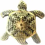 GURU JEE Handmade Brass Tortoise Statue Kachua with Shree Yantra for Good Luck Charm Vastu Feng Shui Turtle Figurine for Home Decor Gifts Showpiece