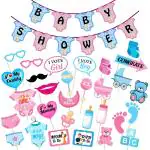 Zyozique Baby Shower Decorations Props,Baby Shower Party Supplies Included Baby Shower Letter Tshirt Banner And Photo Booth Props For Baby Shower Them