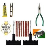 Ekrash Premium Puncture Kit Tubeless Tyre for Bike & Car with Plier Nosal Cutter Solution & Punture Repair Strips, Portable Kit for Bike Car SUV