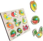Childgossip Wooden Fruits Puzzle with Pegs Educational Learning Shapes,Fruit Names Board Toy (1 Pieces)