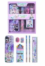 Vinmot Frozen Stationery Set with Geometry, Pencils, Eraser, Scale, Sharpener, Crayons - 12 Pcs