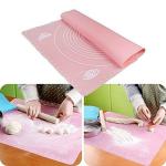PINDIA Cake Mat - Large Dough Pastry Silicone Rolling Work Mat With Measuring Guide For Sugarcraft Cake Decorating Silicone Fondant Rolling Mat, Multicolour with Measurements, Reusable Non-Stick Silicone Baking Mat