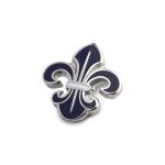 PELUCHE Men'S Silver Color Orchid Lapel Pin (Dark Blue, Free Size)