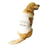 Ruse Adjustable Pet Ask Me About My Human Foil Edition Ecru and Golden Cotton Round Neck Sleeveless Vest Tank Dog T-Shirt - M
