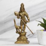 ARTVARKO Decorative Brass Lord Murugan Kartikeya Standing Swaminatha Skanda - 10 inch