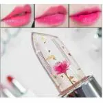 DIVYA UNIQUES Korean Natural Pink Lips Color Changing Flower Gel Lipstick With 36 H Eye Liner (Pack of 1)