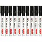 Soni Officemate Refillable Whiteboard Marker, Black - Pack of 10 (Set of 10, Black)