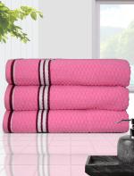 Athom Living Popcorn textured Solid Bath Towel Pink 67x137 cm Pack of 3