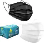 A1 Black, White Non Woven 3 Ply Antiviral And Pollution Face Mask With Nose Cap Combo, Free Size (Pack Of 400)