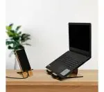 Future Works Portable Laptop Stand for Desk with Laptop Phone Holder Compatible with MacBook dell xps hp Lenovo Ergonomic Design Laptop Raiser Unique Wooden Laptop Stands (Bamboo ecoFriendly)25 x 29 x 13 cm; 900 Grams