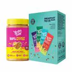 Yogabar 100% Unsweetened Peanut Butter and Breakfast Bars Combo | Peanut Butter | Breakfast Protein Variety (Almond Coconut, Apricot & Fig, Blueberry, Apple Cinnamon Bars)