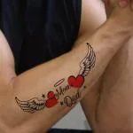 Voorkoms Mom Dad Wings and Heart Tattoo Waterproof For Male and Female Temporary Body Tattoo