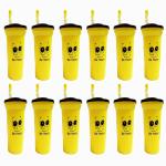 Kartual Return Gift For Kids Birthday Party | Smiley Sipper With Flexible Straw for Drinking Milk, Juice, Water (Pack of 12, Yellow)