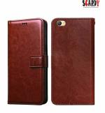 SCARDY OPPO A71 BACK COVER / LEATHER FLIP COVER / BROWN COLOR