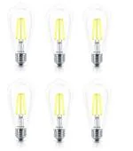 Philips 4-watt E27 ST64 LED Glass Filament Bulb | Decorative LED Bulb for Home Decoration | Warm White/Golden Yellow, Pack of 6