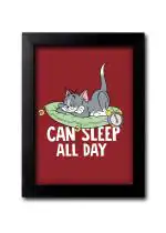 Blue Nexus Lazy Quotes Tom and Jerry Quotes Wall Poster with Wall Frame Room Art Painting Collection A4 size 10x13