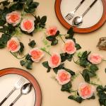 DULI Artificial Emma Rose Creeper Vine Garland with White Fillers for Home Decoration 7 Feet