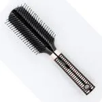 Scarlet Line 9 Row Flat Hair Brush with Anti Slip Ring Plastic Handle Brush with Ball Tip Nylon Bristles Styling n Straightening for Men n Women_Black