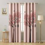 Pjdecor Pink Printed Polyester, Silk Room Darkening Window Curtain (9ft) 7018