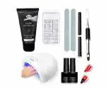 Coslifestore Polygel Nail Extension Kit Beginners Kit With Full Size UV Lamp One Polygel Tubes 30 ml, Top Coat Base Coat, 100 Polygel Moulds Buffer Polygel Tool With Slice And Brush