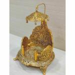 GiftNagri Gold Plated Metal Handicraft Shinghasan for Ladoo Gopal Kanha Ji Ganesh Ji Hindu God Idol - Large Size