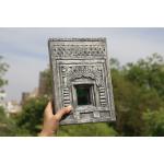 KB ART Grey Distressed Carved Wooden Temple Mirror Jharokha Wall Hanging 10x7 Inch Wall decor Home decor Wall art Wooden Mirror Jhrokha