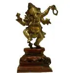Idol Collections Golden, Red Brass Dancing Ganesha Idol
