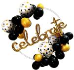 My Party Suppliers Celebrate Cursive with 40 Metallic Chrome Purple and Blue Balloons (41 pcs)