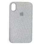 Fastship Slim CANVAS Fabric apple logo phone Cases Cloth Distressed Hard Compatible for iPhone XR - Grey
