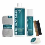 ROYAL CARE PROFESSIONAL REFILL ELITE ADVANCE SPRAY CLEANER KIT 500 ML for Shoe |SPRAY CLEANER 200 ML + REFILL 500 ML + MICROFIBER CLOTH + BRUSH + SHINE SPONGE | Works on Leather, Whites, Nubuck, Golf Shoes, Basketball Shoes, Boots, Sandals