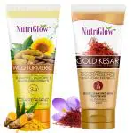 NutriGlow Gold Kesar Face Wash And Wild Turmeric Face Wash For Cleansing, Pimple Free, Glowing Skin, 65ml each (Pack of 2)