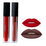 KAMZ Sensational Non-Transfer,Waterproof,Long-Lasting Beauty Liquid Matte Lipsticks Swiss Edition For Girls/Women-BEST LIQUID MATTE LIPSTICK COLORS (RED + COFFEE)