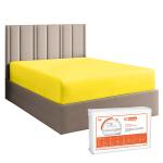 SGI Double 72x48 Inch Fitted Bedsheet with 2 Pillow Cases Yellow Solid 600 Thread Count Pure 100% Egyptian Cotton All Around Elastic 12