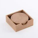 DULI MDF DIY Round Coasters with case- MDF Plain Wooden Coasters for Painting Art Work & Decoration