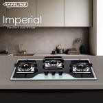 SAFELINE PLUS ISI Certified Imperial Series HOB-TOP hybrid design cooktop Glass Automatic Gas Stove (3 Aluminium Burners)