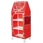 Little Ones Aquatic Red Plastic Shelves Baby Wardrobe With 4 Shelves